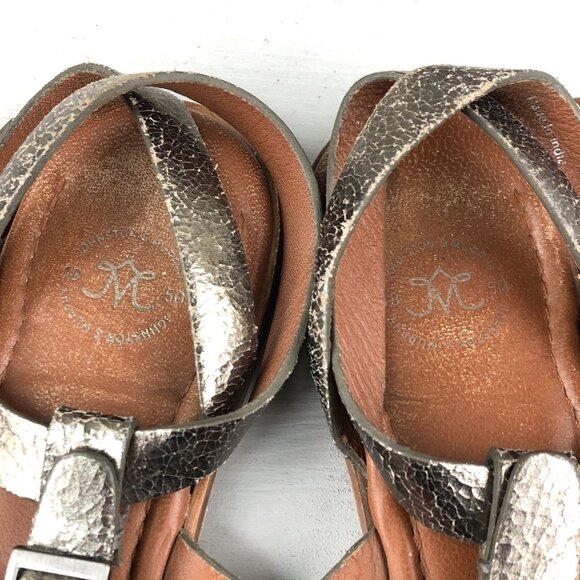 Johnston & Murphy Women's 8.5M Tia Distressed Gold Strappy Buckle Flats Sandals - Picture 12 of 14